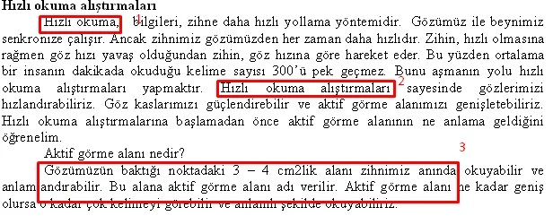 Hızlı Okuma Alıştırmaları FOTO: Hızlı Okuma Alıştırmaları